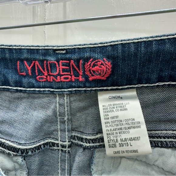 Cinch Lynden western wear wide leg denim trouser jeans women's 33 15 long tall - Picture 6 of 6